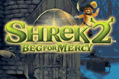 Shrek 2 title screen for GameBoy Advance